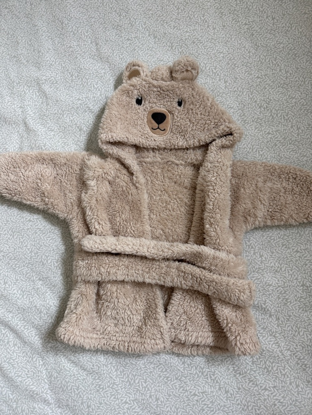 Cozy Bear Hooded Bathrobe - Beige Plush